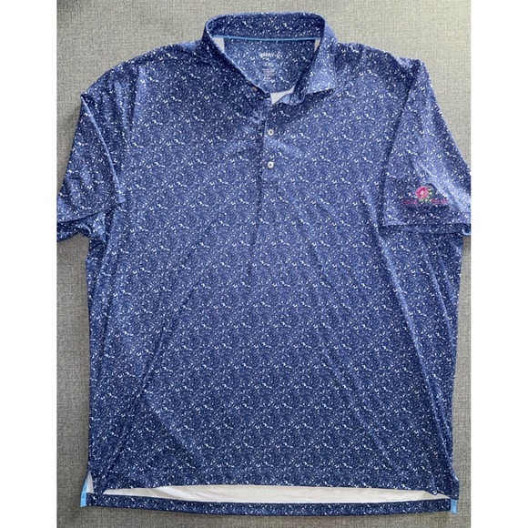 johnnie-O Other - Johnnie-O Mens XXL Blue Floral Performance Polo Shirt Gainey Ranch UPF 50 Golf